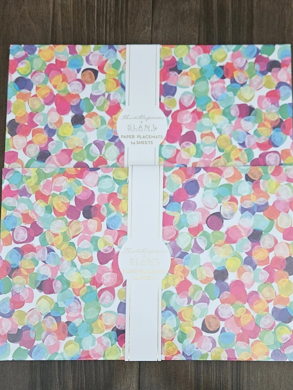 Slant Multicolor Confetti Paper Placemats Set Of 2 NWT